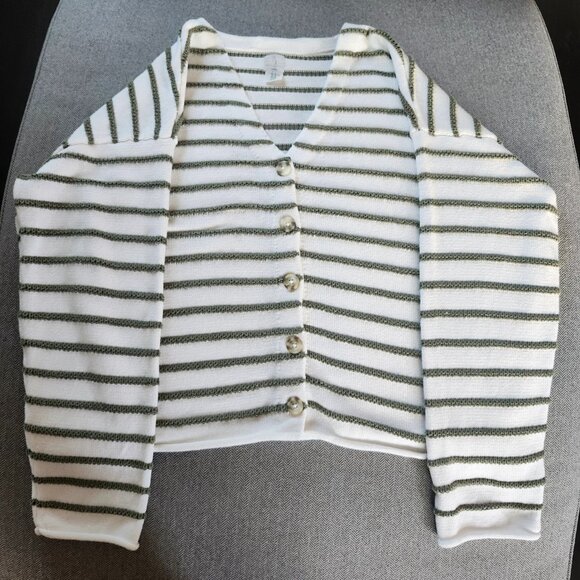 Joie Women’s White Striped Button-Front Cardigan Sweater – Size XL - Picture 2 of 7